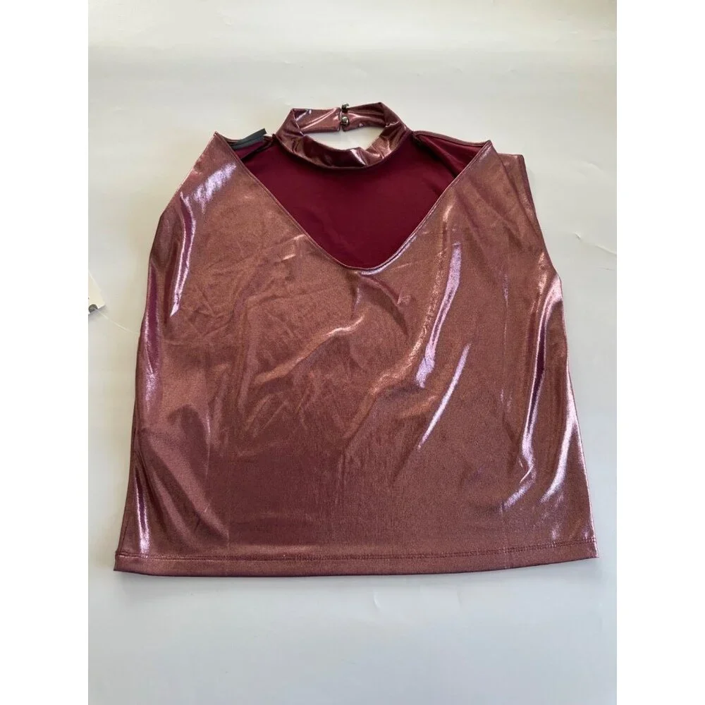 Anthropologie XS Cowl-Neck Liquid Shine Top Party Festival - Picture 3 of 9